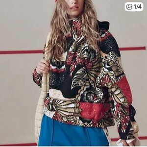 Free People Wild And Free Printed Fleece Pullover size Small in Wildflower Retro